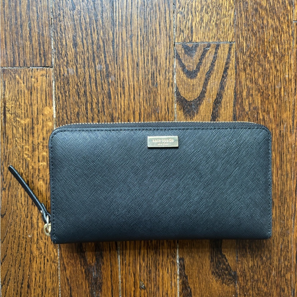 Kate Spade Black Large Zip-Around Wallet